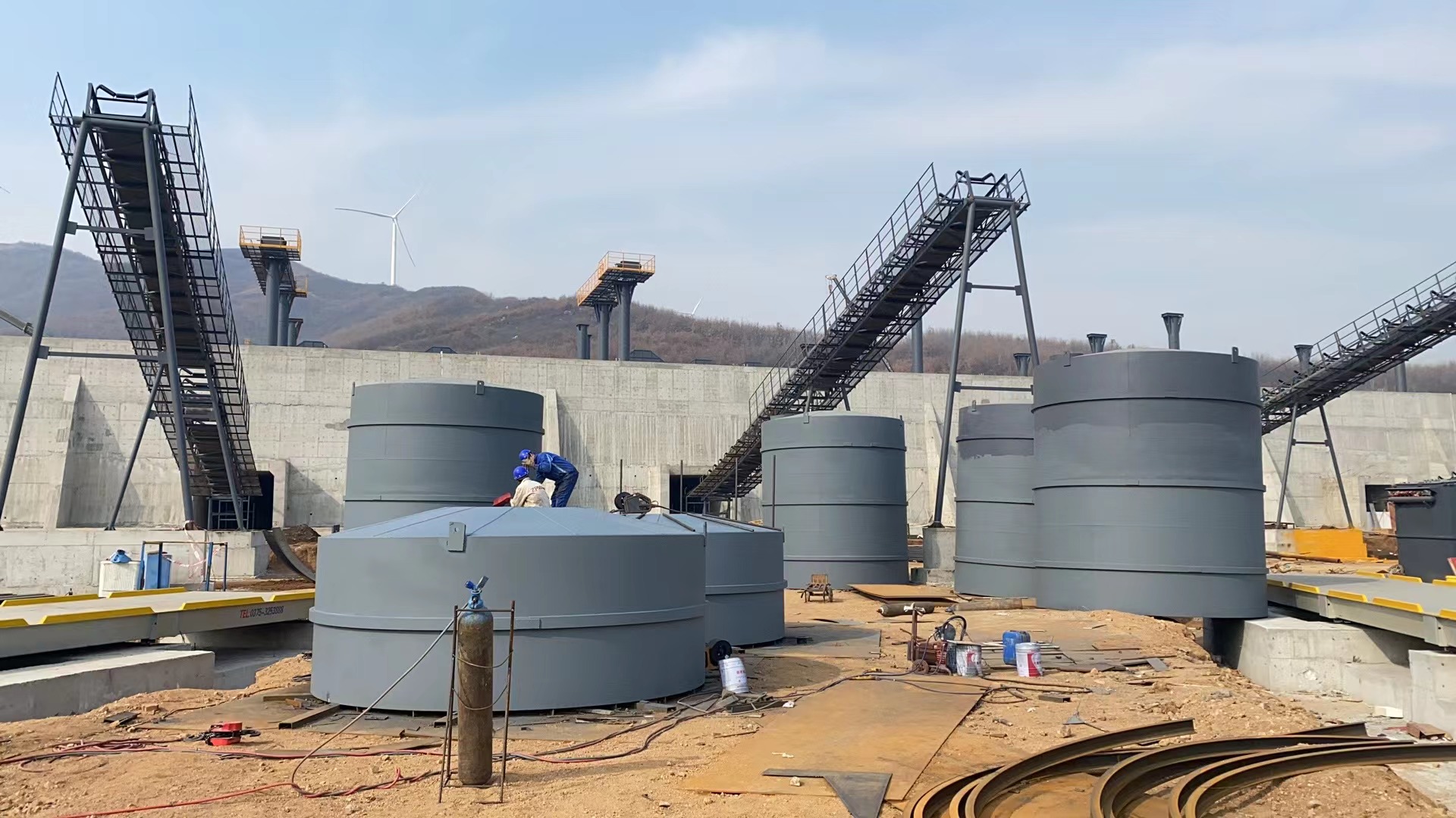 鄂州骨料钢板仓河南项目大型骨料仓生产线进度